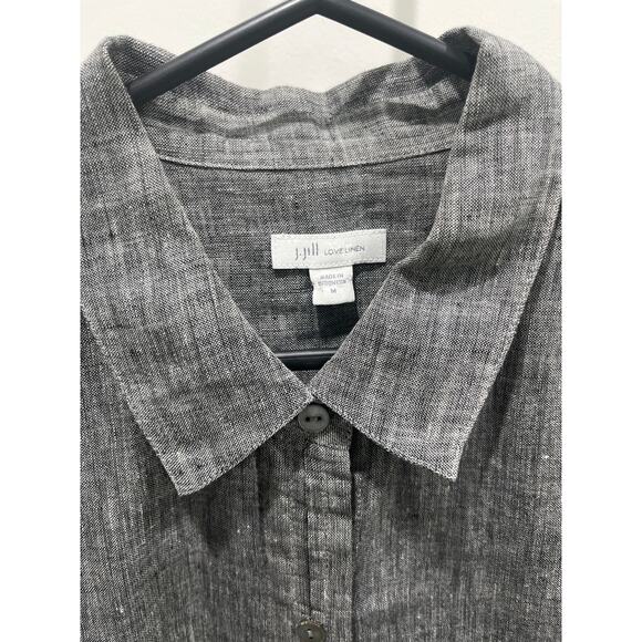 J. Jill 100% Linen Grey Button Up Top Sz M - Picture 2 of 4